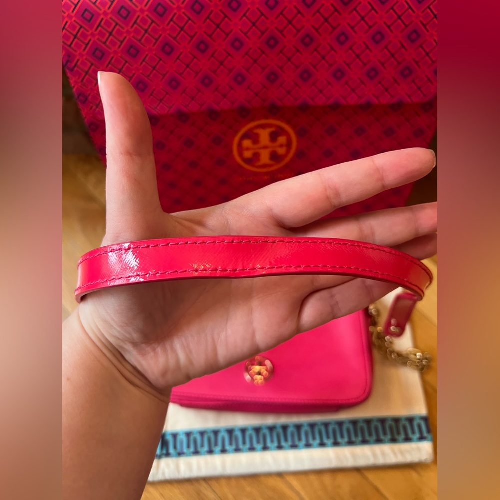 Tory Burch Pink Saffiano Robinson Chain Mini Crossbody Bag - Picture 10 of 13